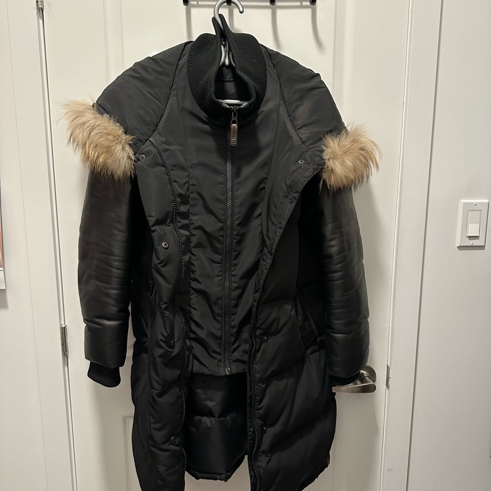 Women's Black Fur-Trimmed Jacket